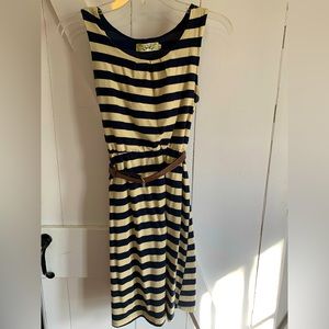 3/ $15 Navy and cream striped dress with belt